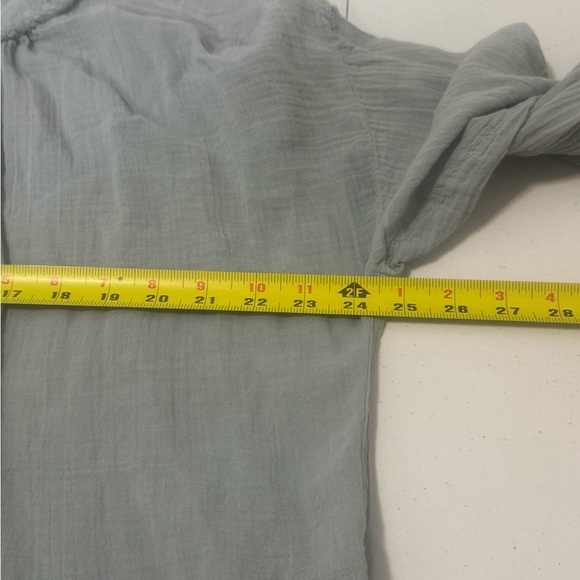 Raquel Allegra Shirt Womens M Blue 100% Cotton Ruffle Tunic Top Boho Peasant - Picture 8 of 10